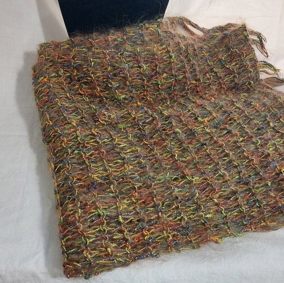 Handmade Knitted 12 Inch Wide Scarf With Tassels - Picture 3 of 5